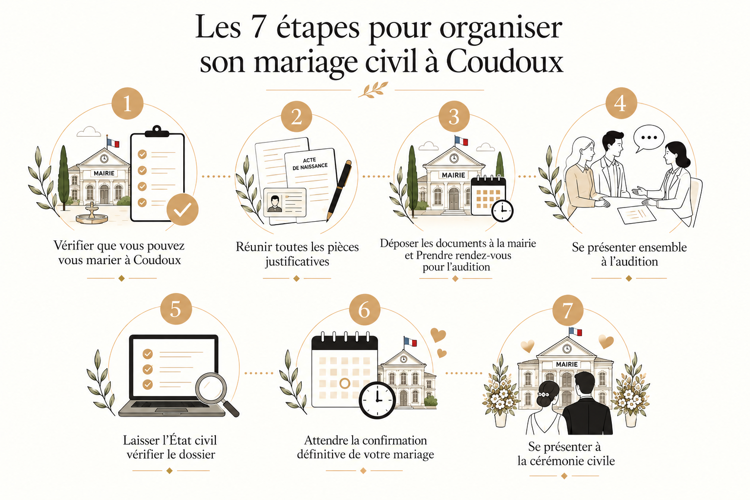 Etapes pour un mariage civil à Coudoux